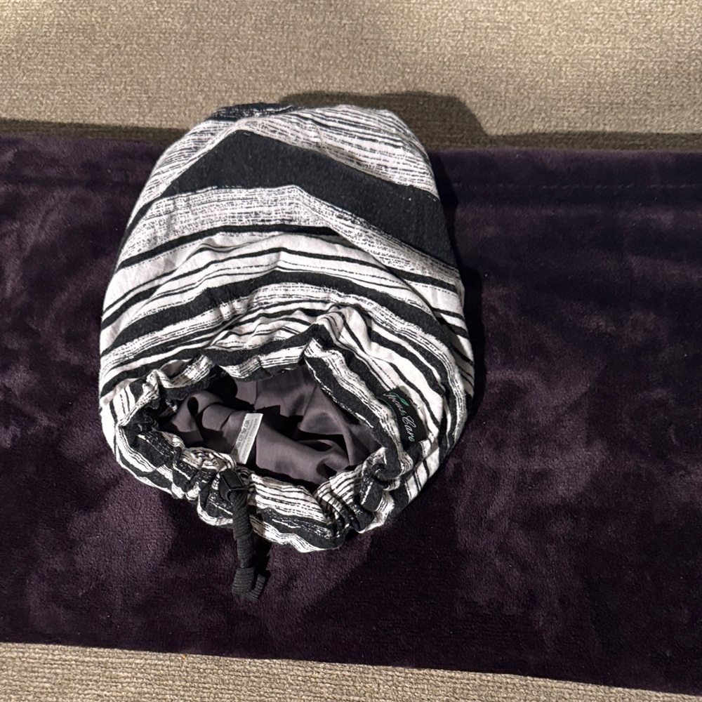 Striped Black and White Drawstring Bag